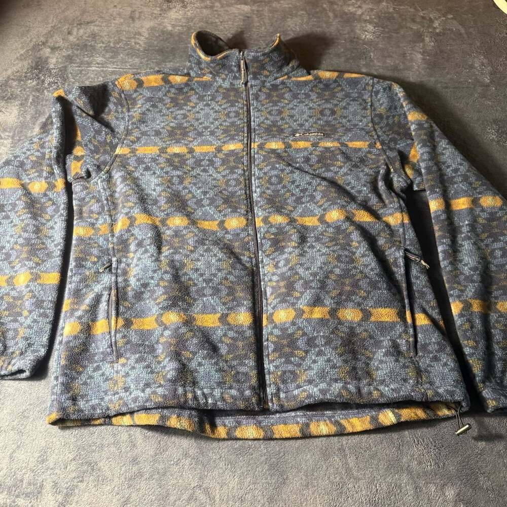 Columbia Full Zip Fleece Jacket Size XL Blue Aztec